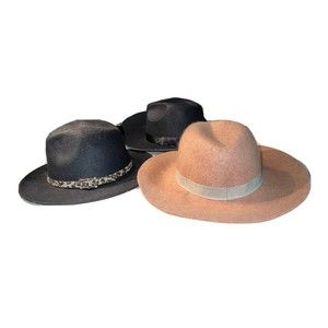 THREE Stylish Fedora / Rancher Cowgirl Hats
